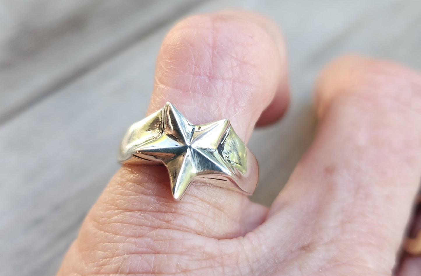 Small caltex star ring,sterling silver, 925 pinkie ring