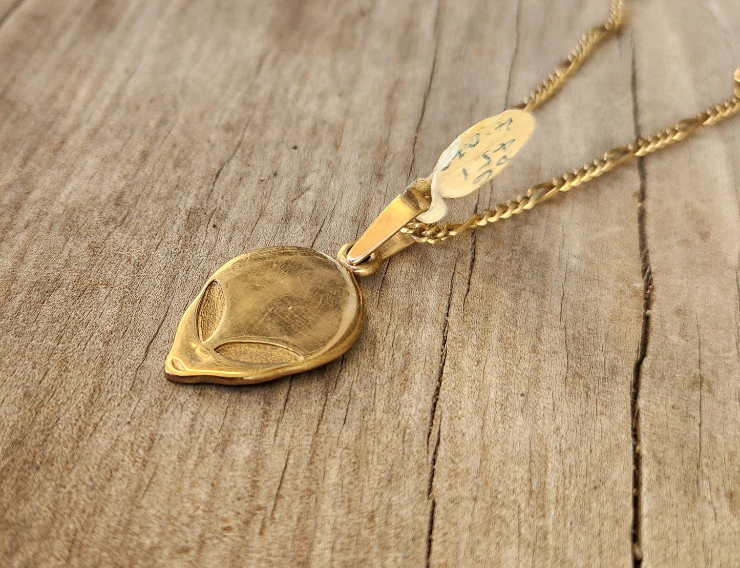 Gold Alien,ufo pendant, 9k gold,solid 9ct.