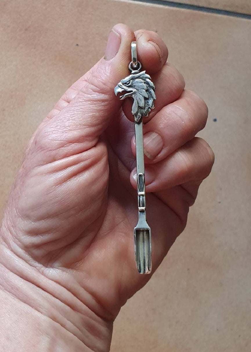 Owl,eagle,Swallow spoon pendant, 925 sterling silver,Hopi,mapacho,nicotiana rustica,owl,Mushroom pendant,spoon key ring,spice spoon,handmade