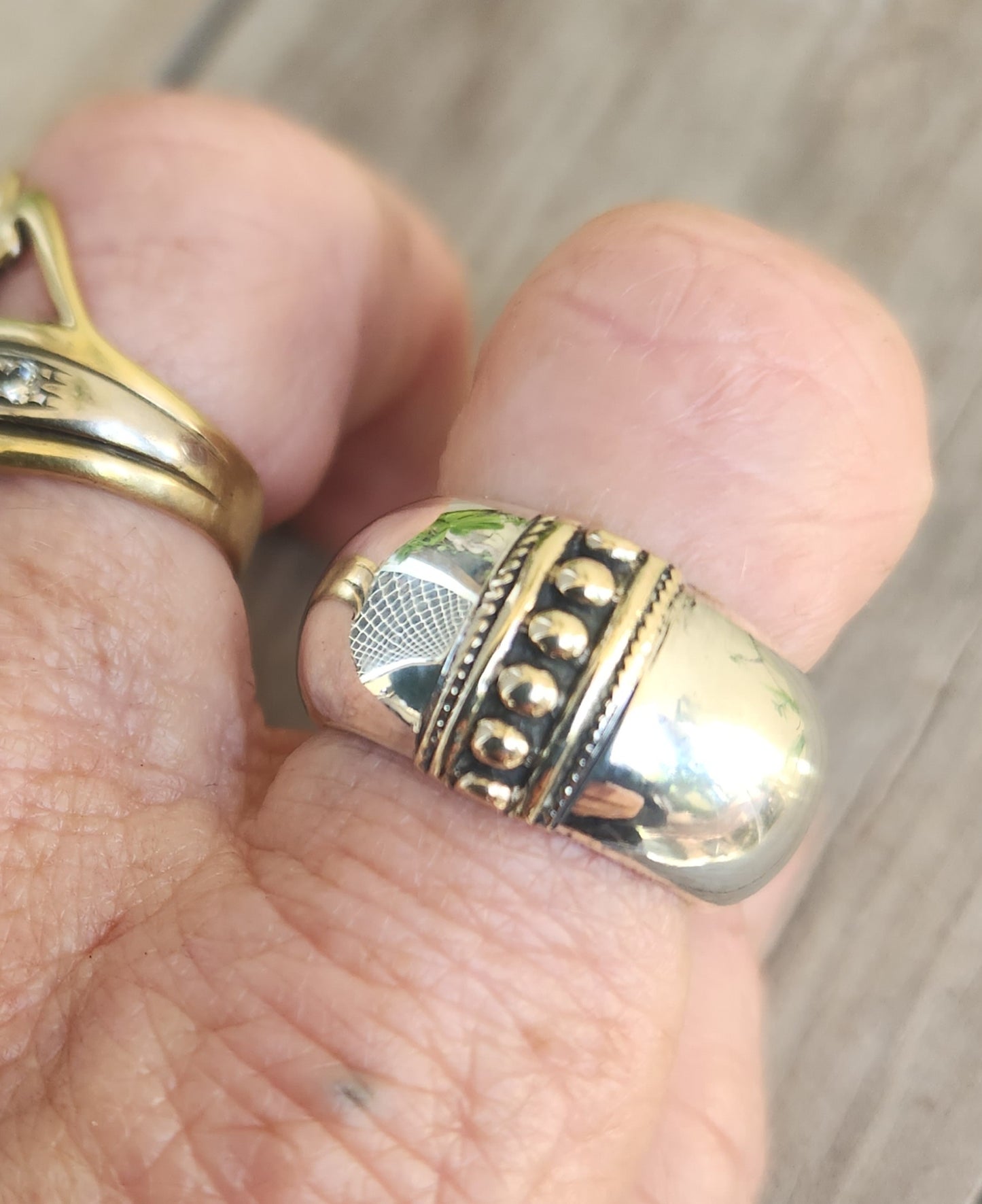 Wide gold and silver band,9k gold and sterling silver,12mm chunky mixed metal,heavy chunky ring
