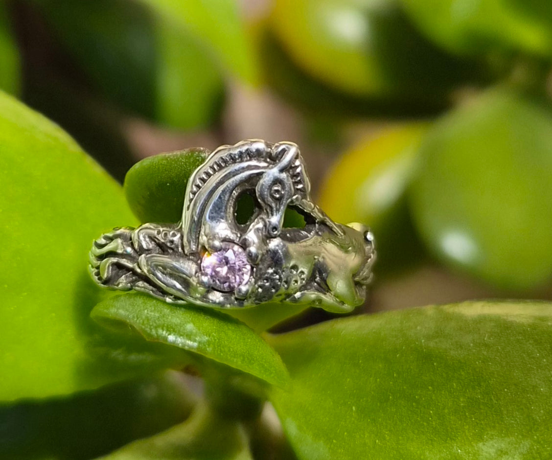 Unicorn turquoise ring,925 sterling silver, mythical horse, fantasy, new age, boho,handmade
