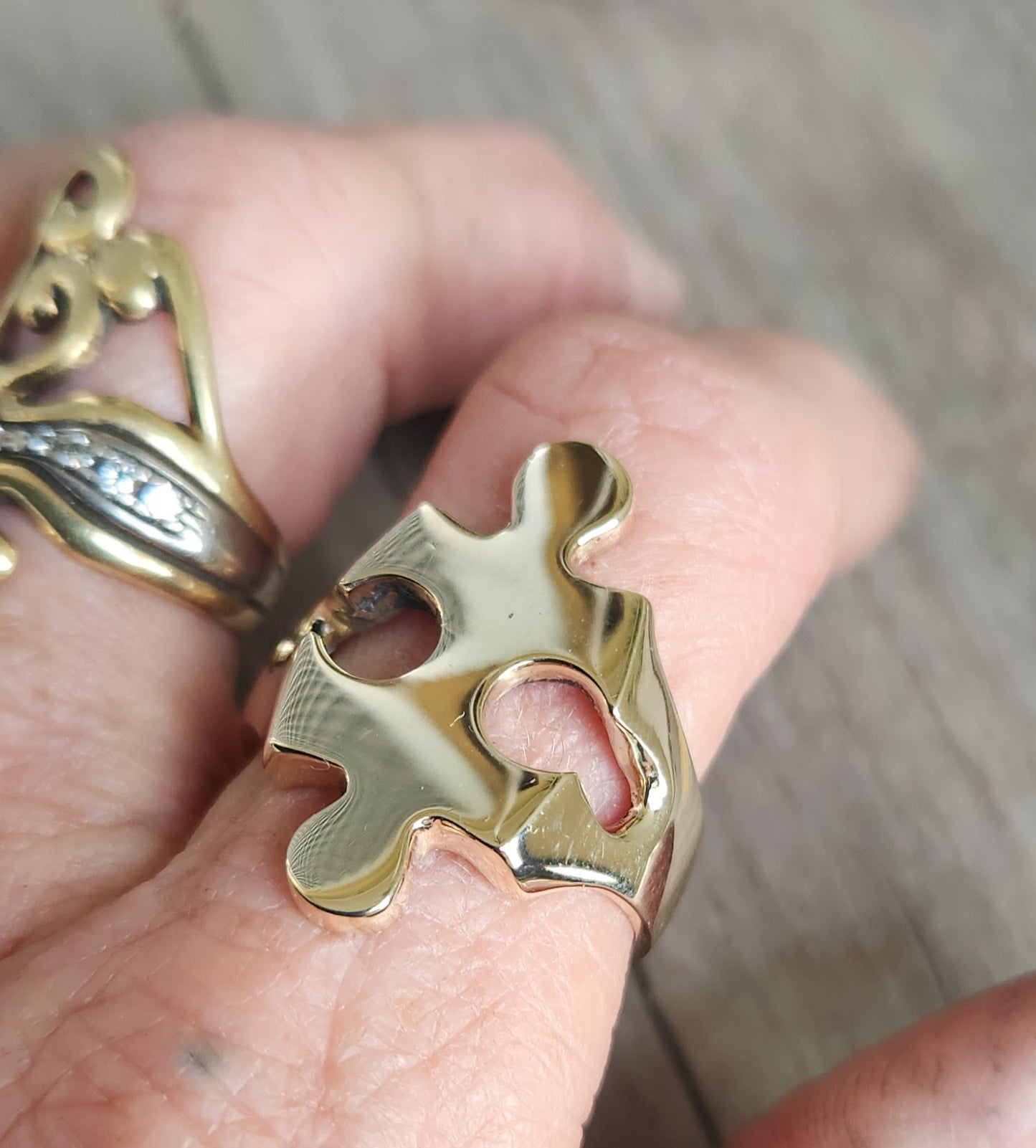 Jigsaw puzzel ring,sterling silver,long plain silver ring,modern minimalist, signet ring