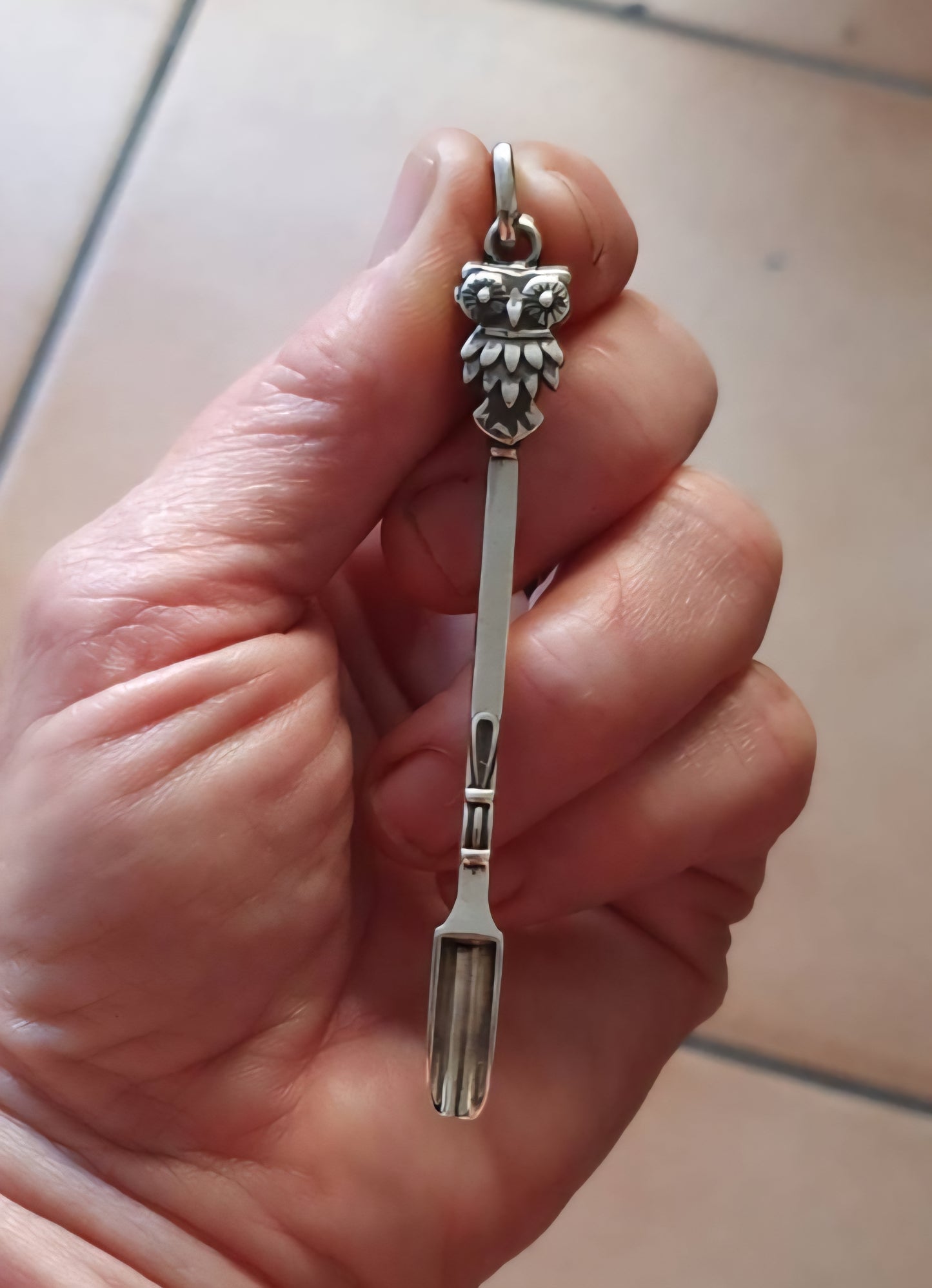 Owl,eagle,Swallow spoon pendant, 925 sterling silver,Hopi,mapacho,nicotiana rustica,owl,Mushroom pendant,spoon key ring,spice spoon,handmade
