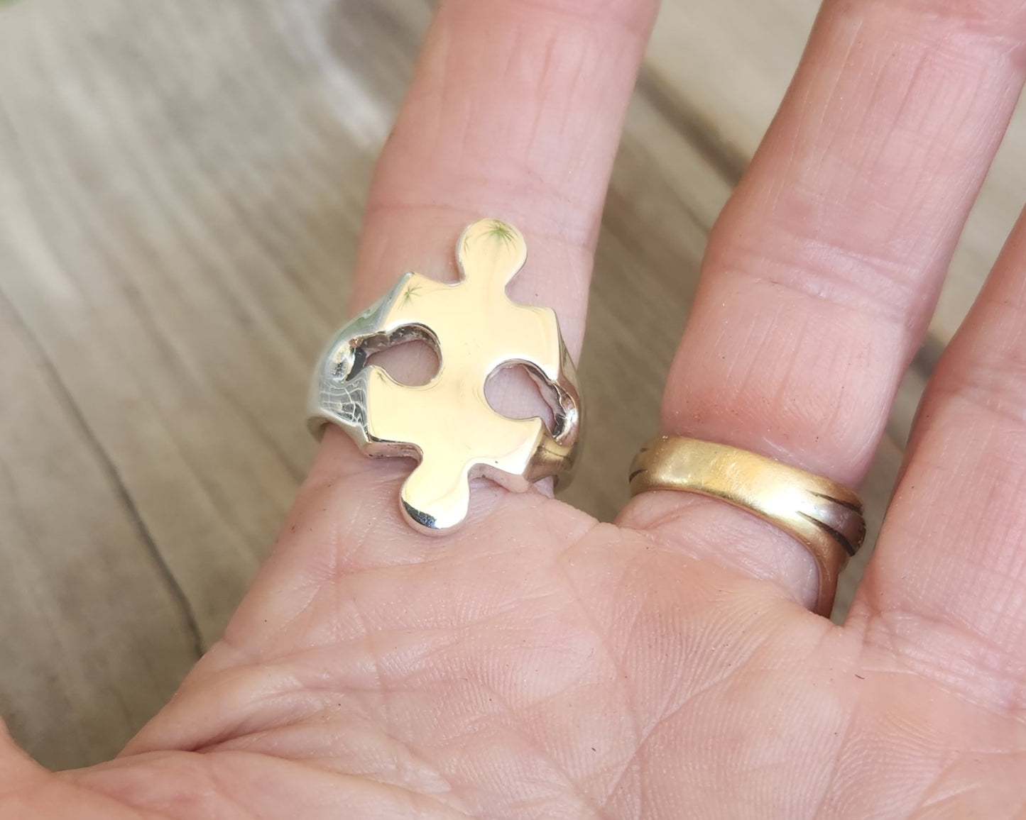 Jigsaw puzzel ring,sterling silver,long plain silver ring,modern minimalist, signet ring