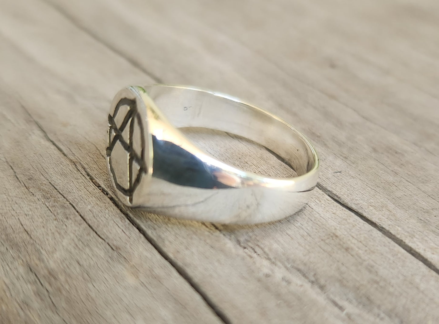 Anarchy ring,small, round top, sterling silver, signet,pinkie ring, punk,alternative, steampunk,handmade,sid vicious,rebel,biker,