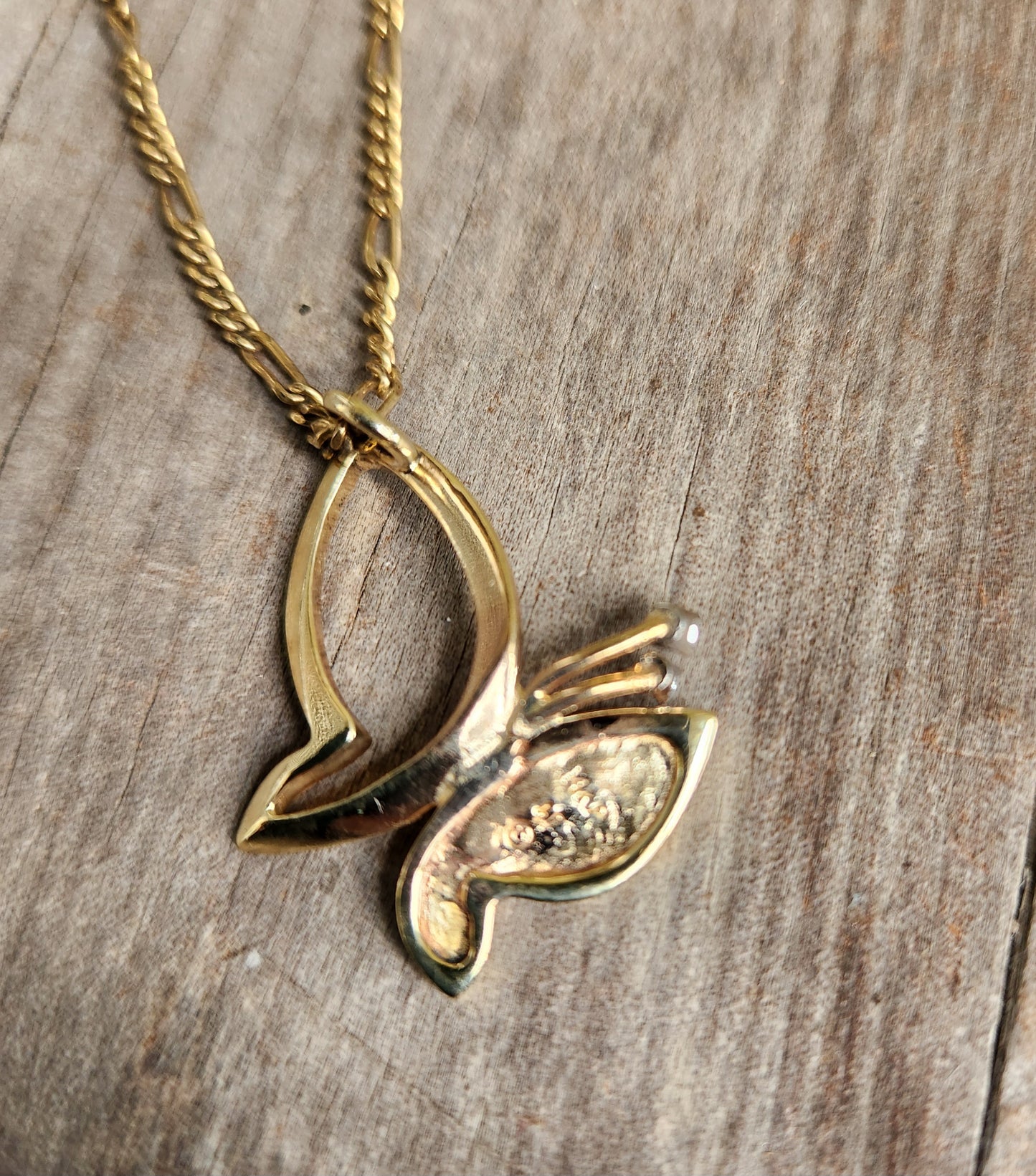 Gold Butterfly diamond pendant,14k solid gold butterfly,vintage piece from 90's.