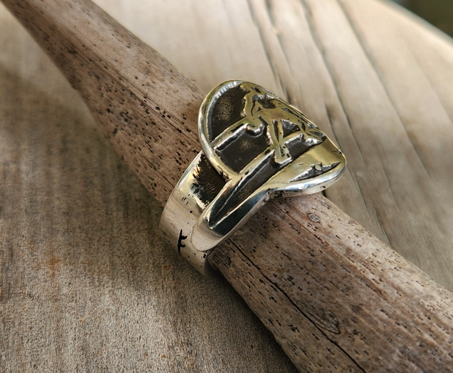 Surfer ring,925 sterling silver surf board rider,chunky large mens ring