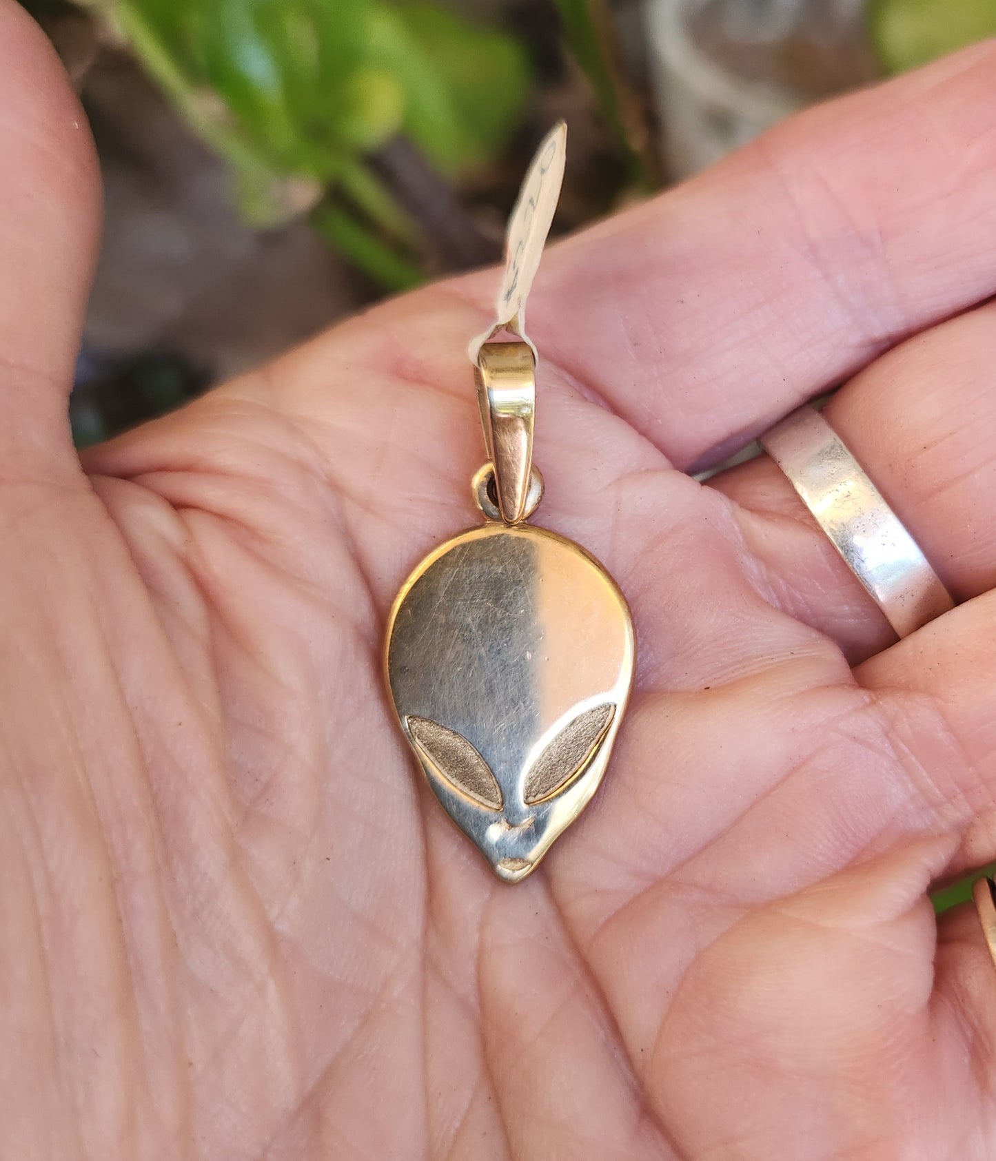 Gold Alien,ufo pendant, 9k gold,solid 9ct.