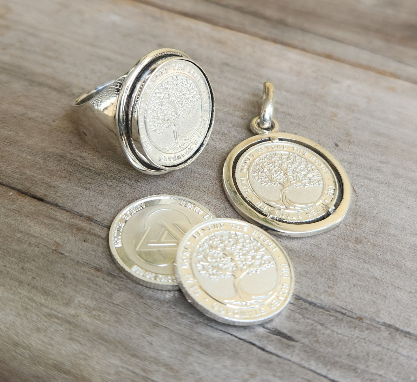 Australian Silver coin ring,99%pure silver minted coin,set in sterling silver "real money beyond the great reset"
