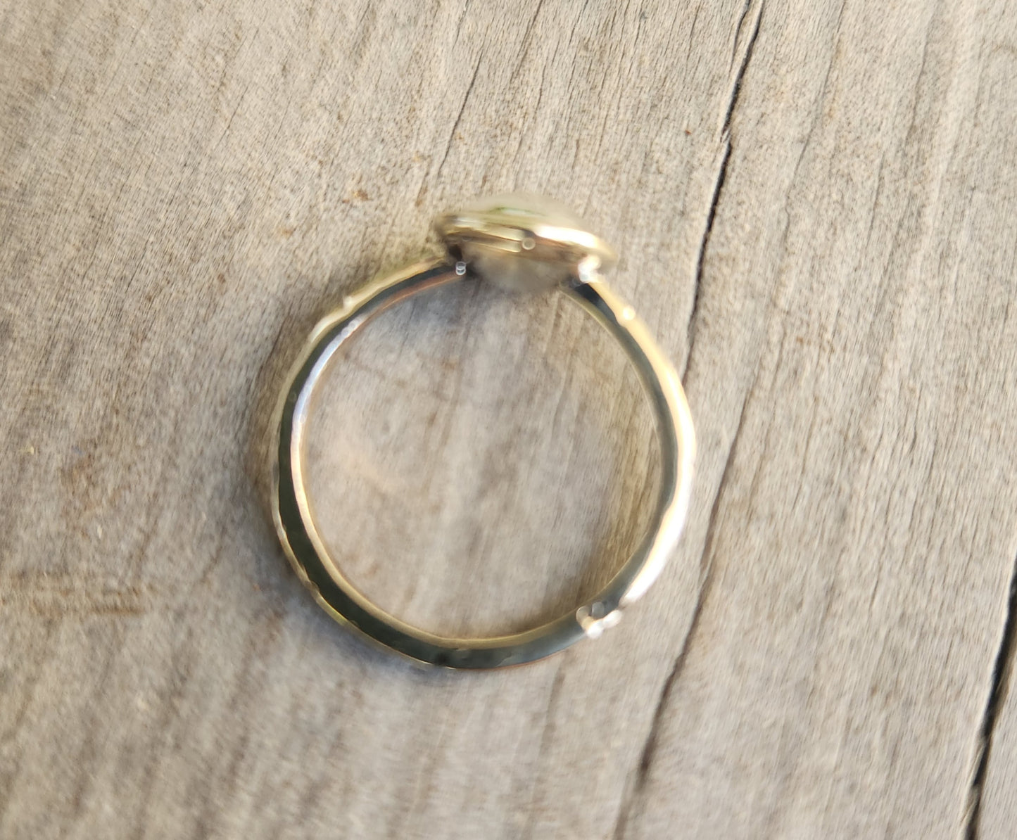Two tone pinkie ring,9k gold with a sterling silver dome.