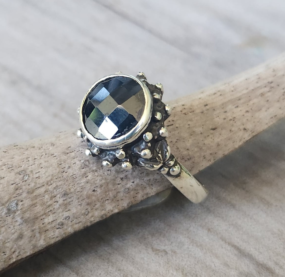 Black cz ball ring,sterling silver,handmade,goddess,boho,solitare,vintage,new age,ball ring,goddess,cubic zirconia,black stone.antique ring