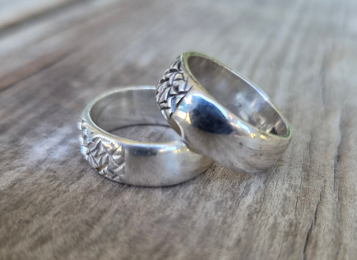 7mm Pattern silver ring,925 Sterling silver, stacker