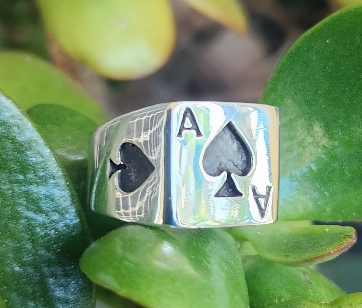 Ace of spades ring,925 sterling silver gambling, cards,Vegas wedding, sterling silver ring,black Jack,signet ring,hand made