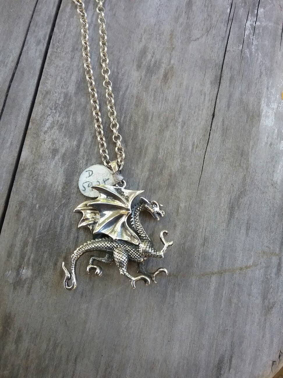 Dragon pendant,mythical, sterling silver,year of the dragon,new age,medieval,fantasy, game of thrones