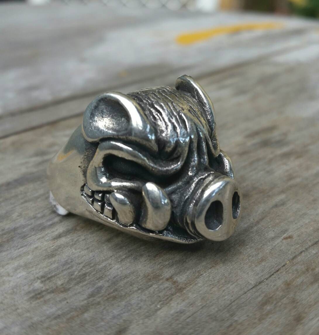 Pig ring,boar ring,sterling silver,chunky ring,big,solid silver ring,hunter,game hunter,shooter,
