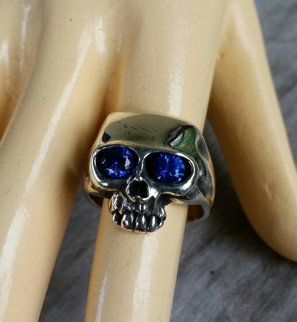 skull ring, sterling silver, cubic zirconia,steampunk, pirate, gothic, punk,grunge,hipster,handmade,boho,rockabilly,mens fashion,skeleton,