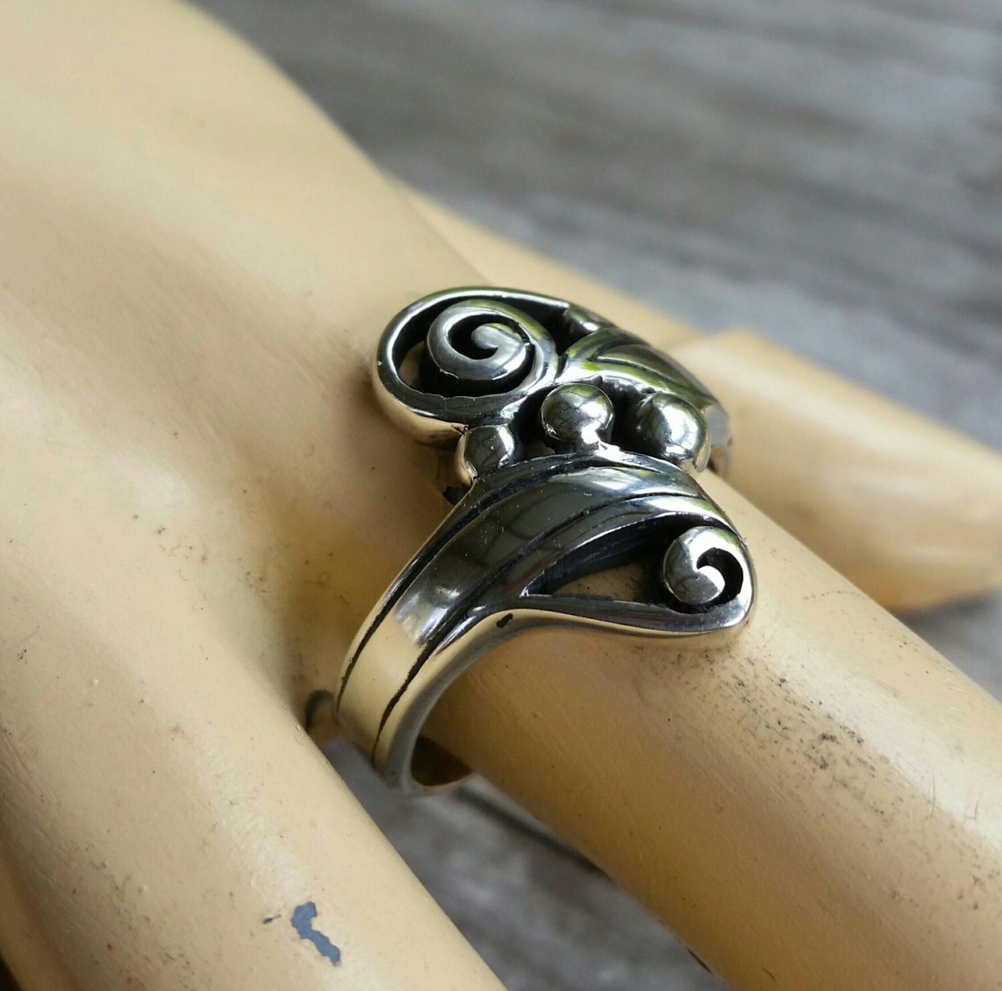 sterling silver scroll ring alternative steampunk gothic art nouveau