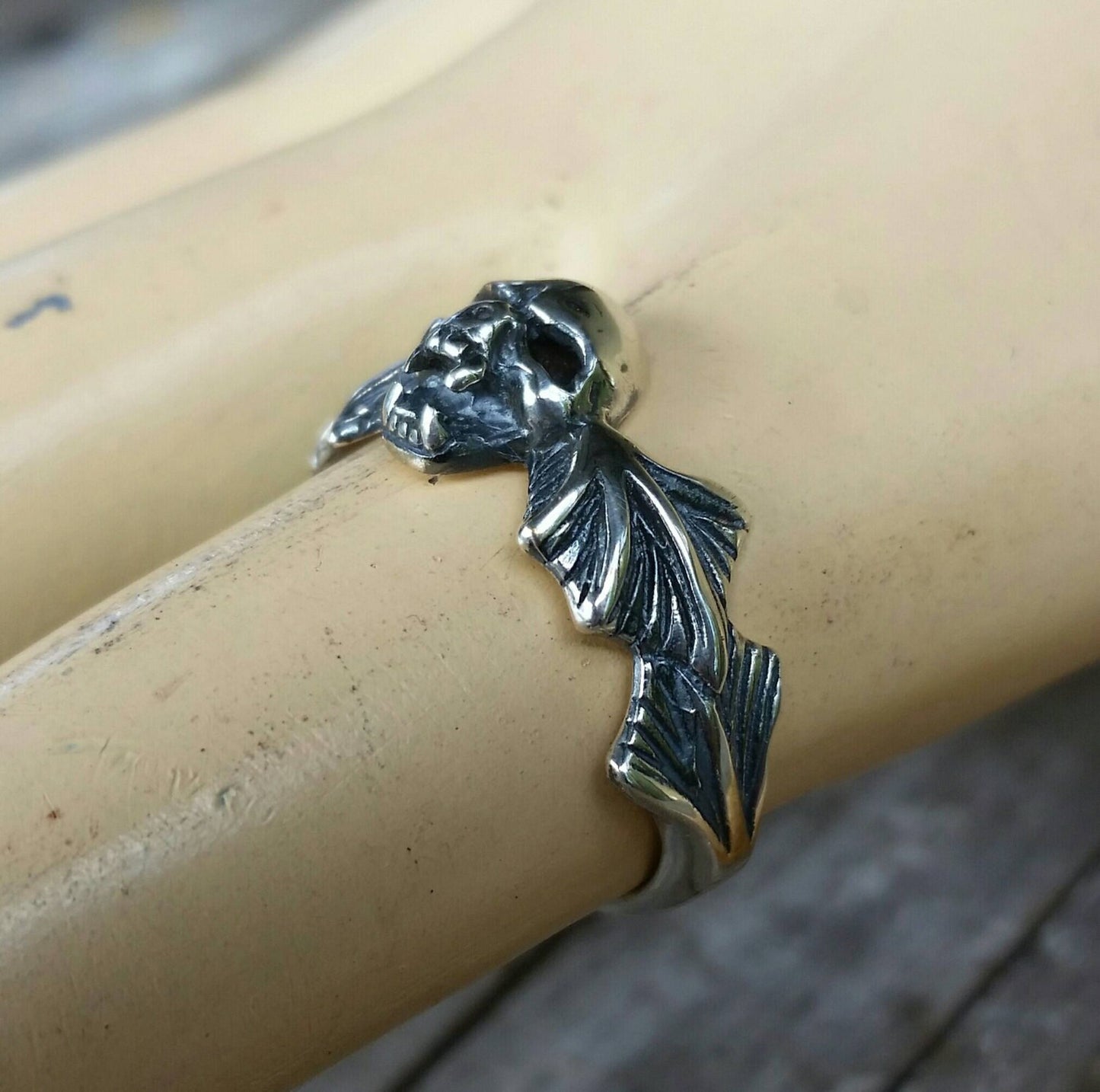 Vampire ring,bat skull ring,sterling silver,bat ring,small skull ring,steampunk gothic,punk,pinkie,