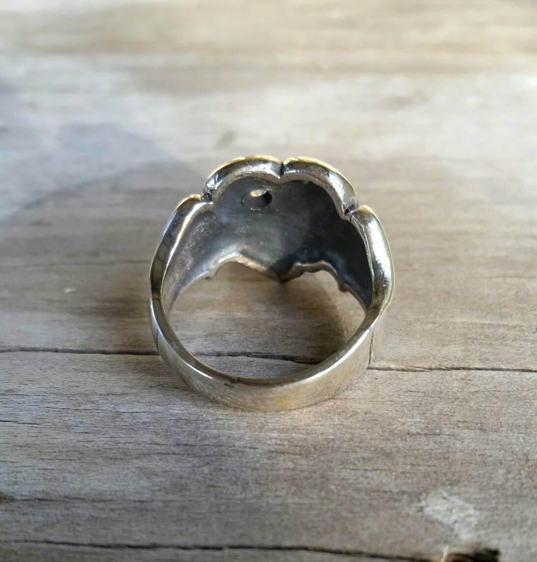 heart ring,chunky,Sterling silver,large long ring,cubic zirconia,vintage steampunk,signet,art nouveau,handmade,boho,hipster,goddess,scroll,