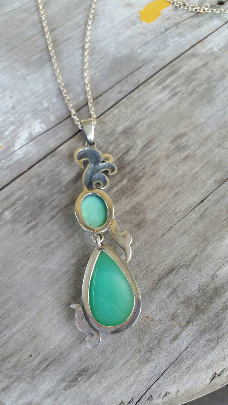Large stone pendant,crysaphase, turquoise,sterling silver,handmade,original design, antique,scrolly,boho pendant,choker,bridal necklace