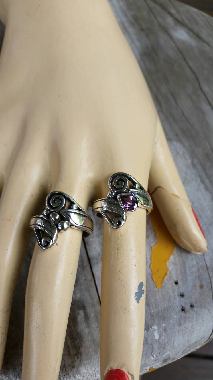 sterling silver scroll ring alternative steampunk gothic art nouveau