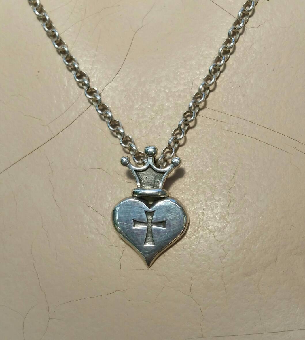 crown heart pendant, maltese cross,sterling silver,womens pendant,steampunk gothic,