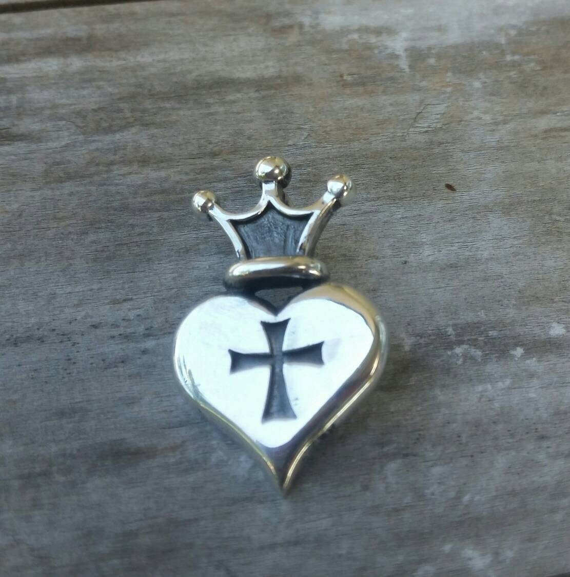crown heart pendant, maltese cross,sterling silver,womens pendant,steampunk gothic,