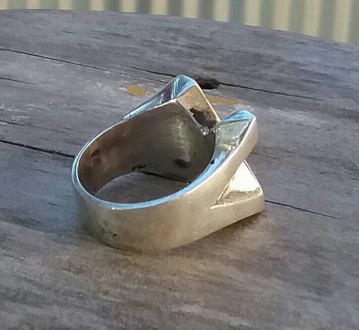 X RING,heavy solid ring,sterling silver,chunky ring,