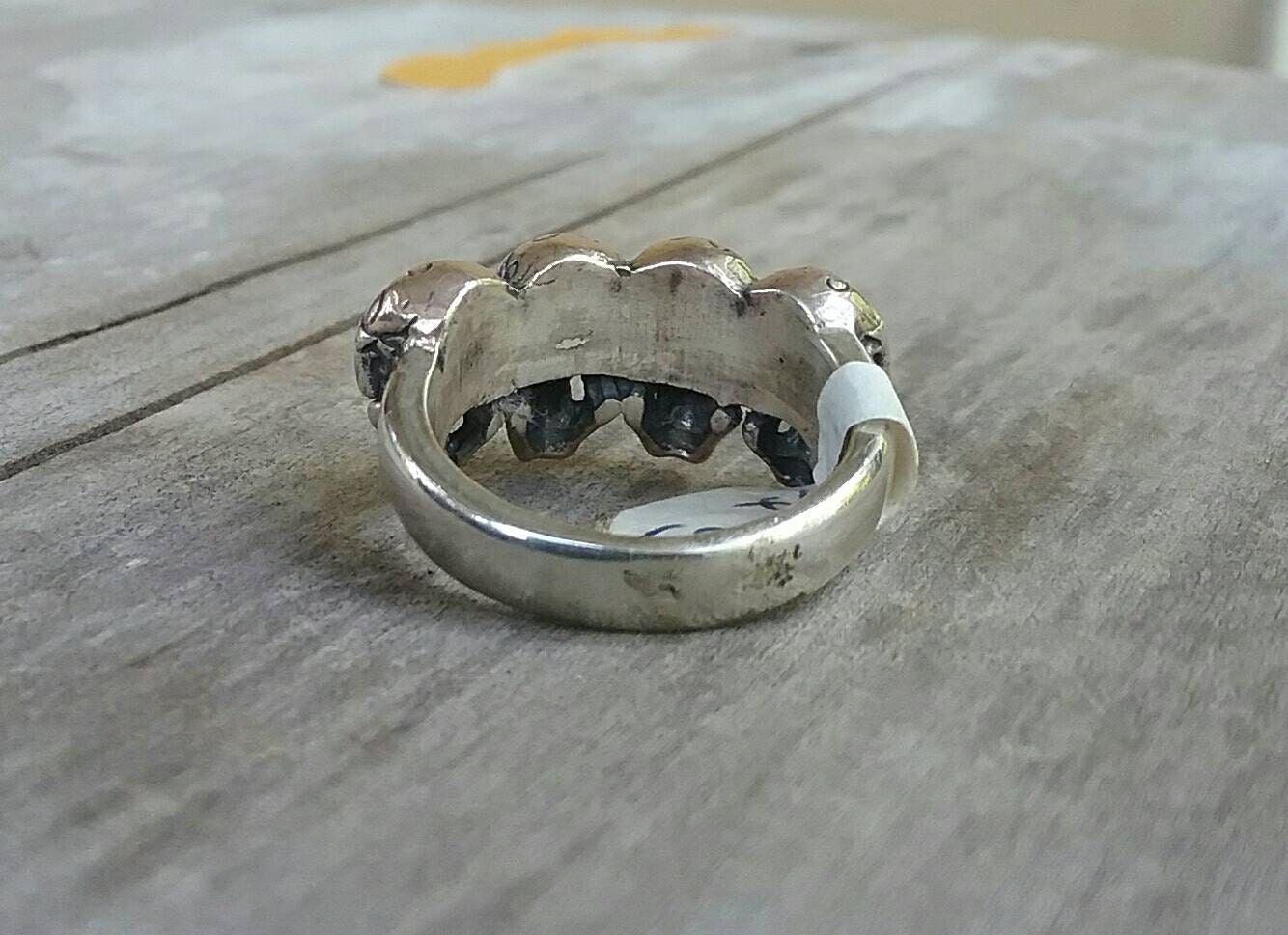 tribal,skull ring,small skulls,sterling silver, steampunk gothic punk, pirate,handmade,Celtic,skeleton,