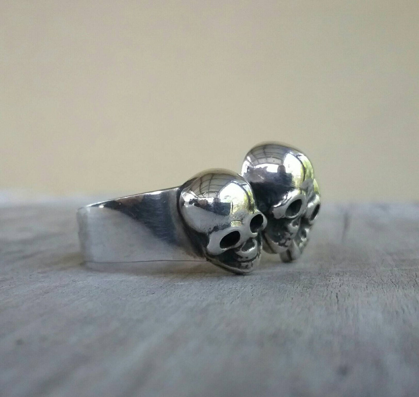 Skull ring, sterling silver,solid back, steampunk,gothic,chunky ring,skeleton, punk,hipster,handmade,biker,gangster,pirate,sugar skull