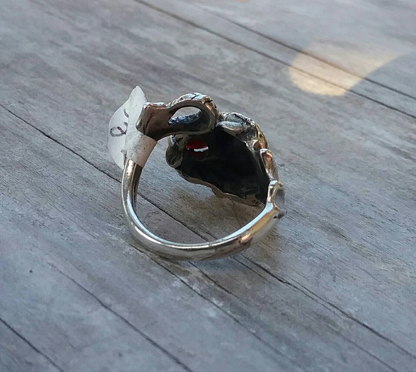 Dragon garnet fantasy mythical sterling silver ladies steampunk gothic punk ring