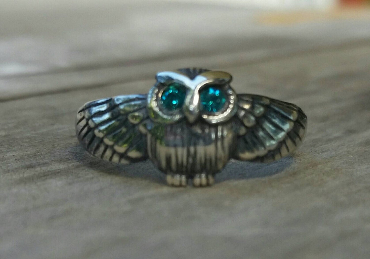 petite owl ring,sterling silver, bird ring,boho,gypsy,goddess,woodland,womens fashion,Swarovski crystal,