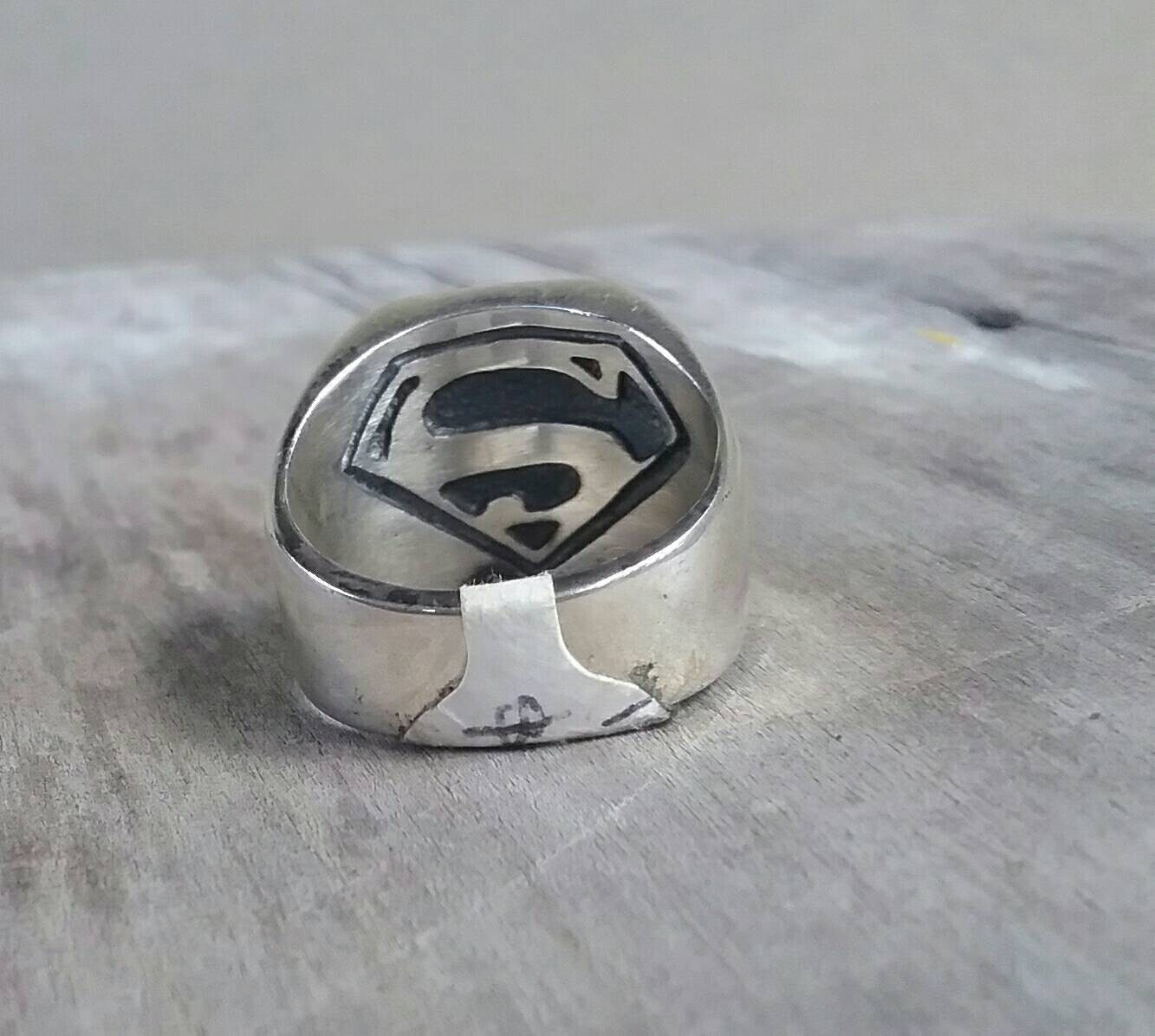 Superman ring, comic,solid sterling silver,s ring,handmade