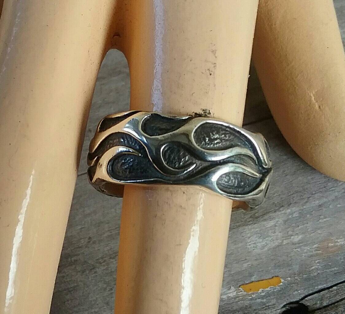ornate flame ring,solid band, modern, sterling silver,dress ring, wedding,ed Roth,rockabilly,hipster,handmade