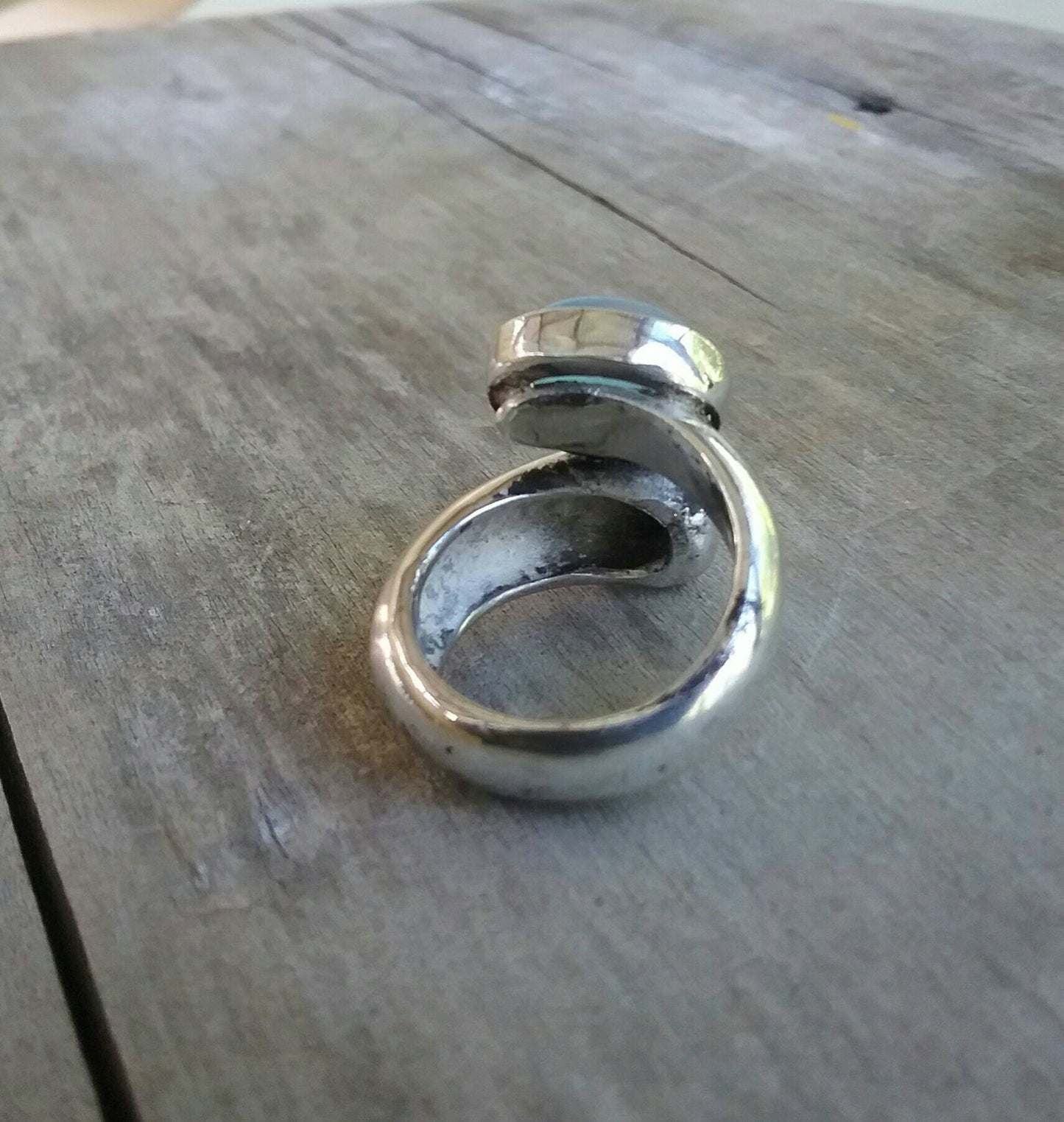 Turquoise chunky ring.sterling silver boho chic