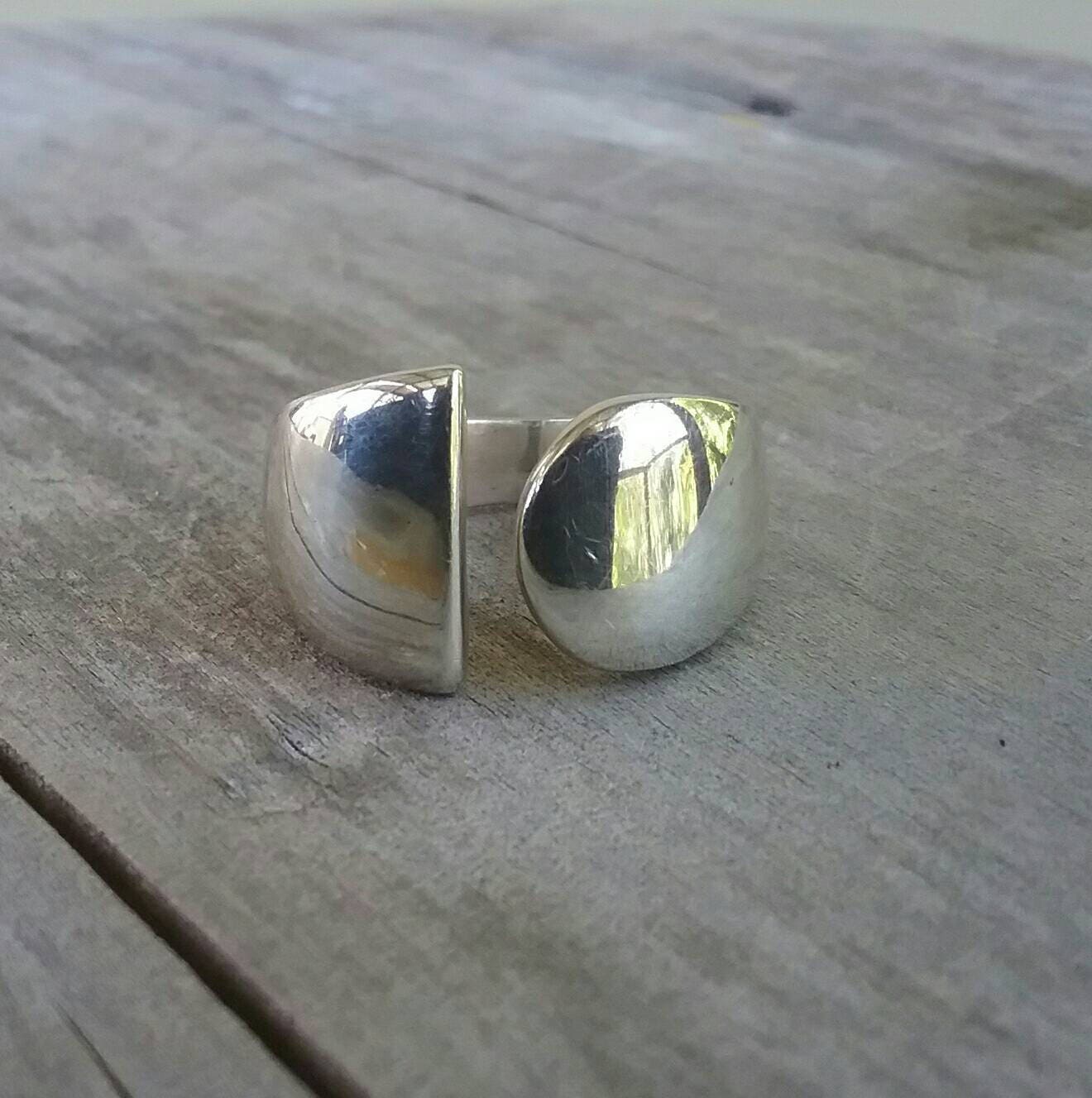 wide silver ring,925 sterling silver, adjustable,modern,thumb ring,handmade