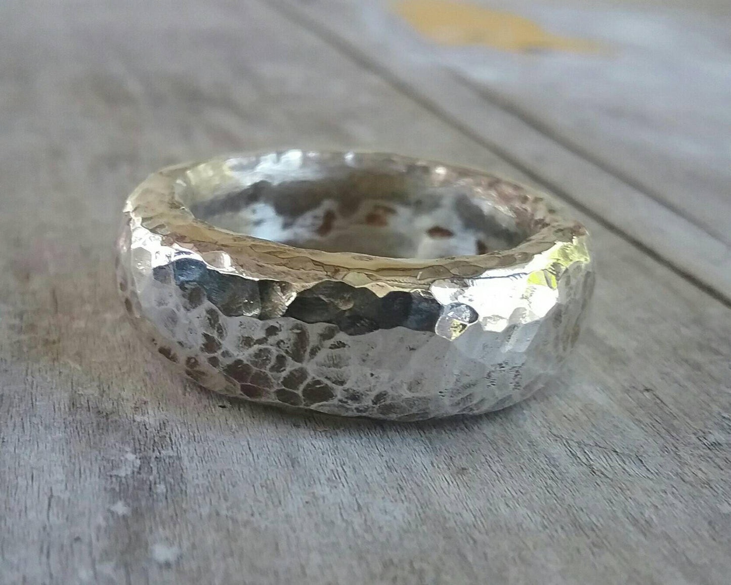 chunky ring,heavy band,rustic,9mm solid hammered,sterling silver,handmade, silver wedding ring,boho,nugget,industrial,hipster,retro,