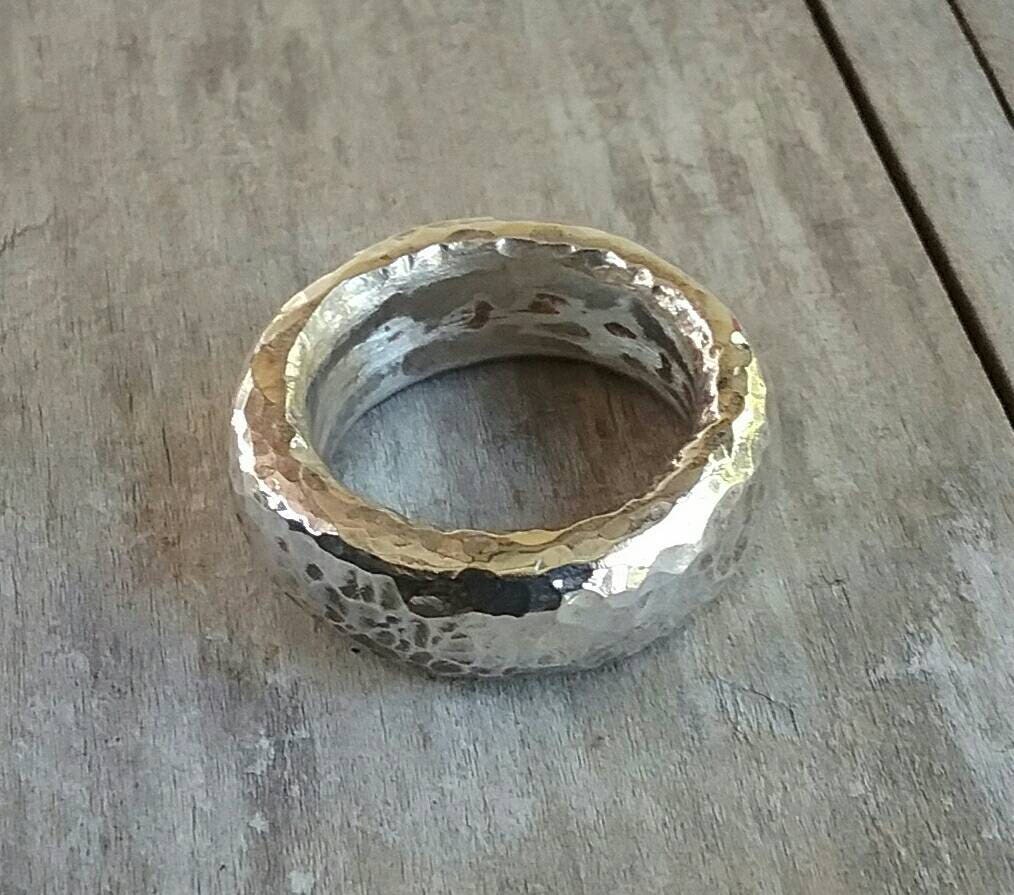 chunky ring,heavy band,rustic,solid,10mm hammered,sterling silver,handmade, silver wedding ring,boho,nugget,industrial,steampunk,retro,
