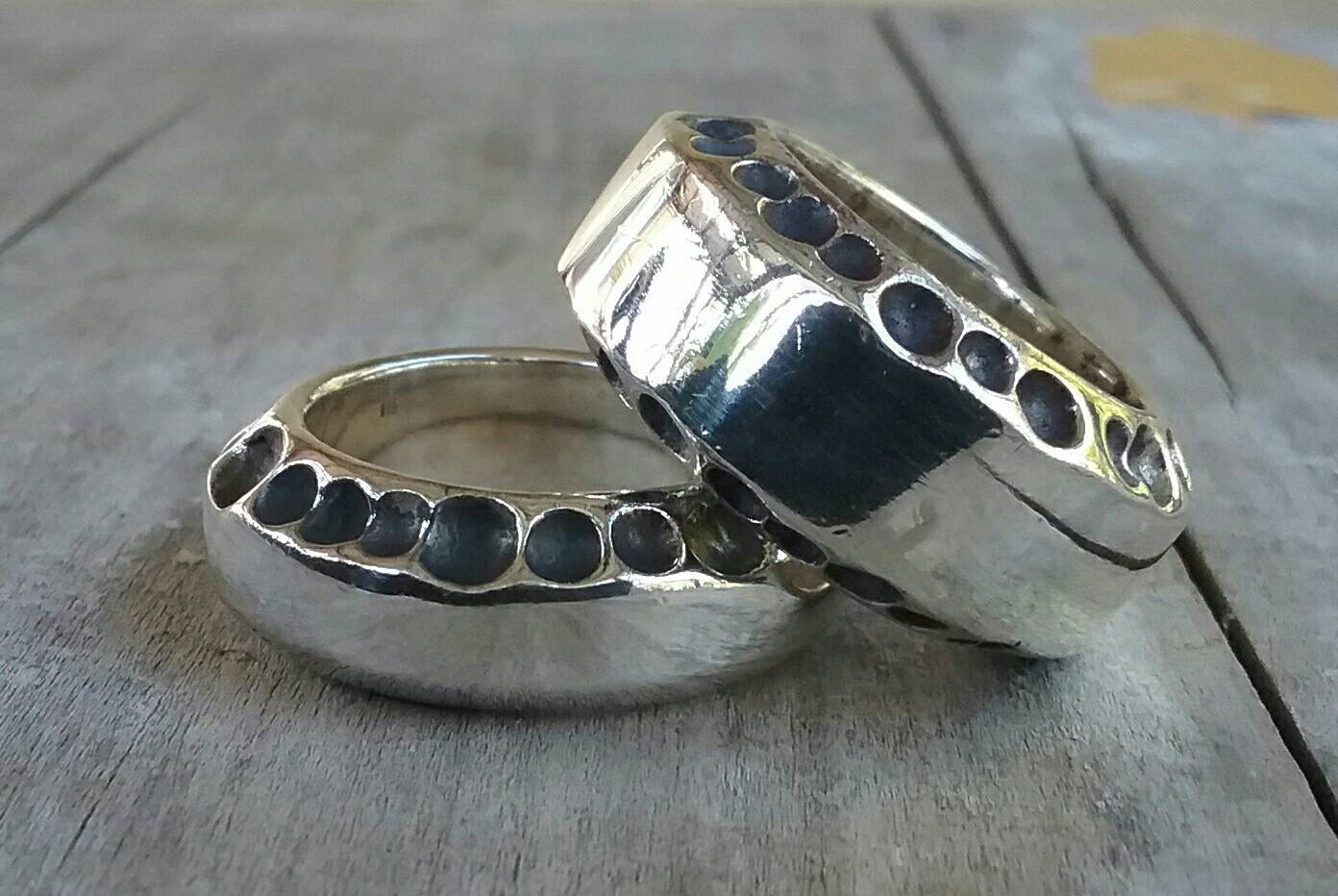 Heavy rustic ring sterling silver steampunk chunky wedding band dress ring