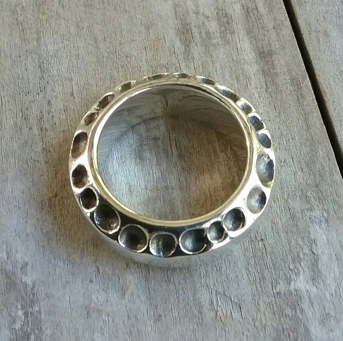 Heavy rustic ring,sterling silver,nugget,industrial, steampunk,chunky,wedding band,handmade,vintage,boho,designer,grunge,boho,retro,hipster