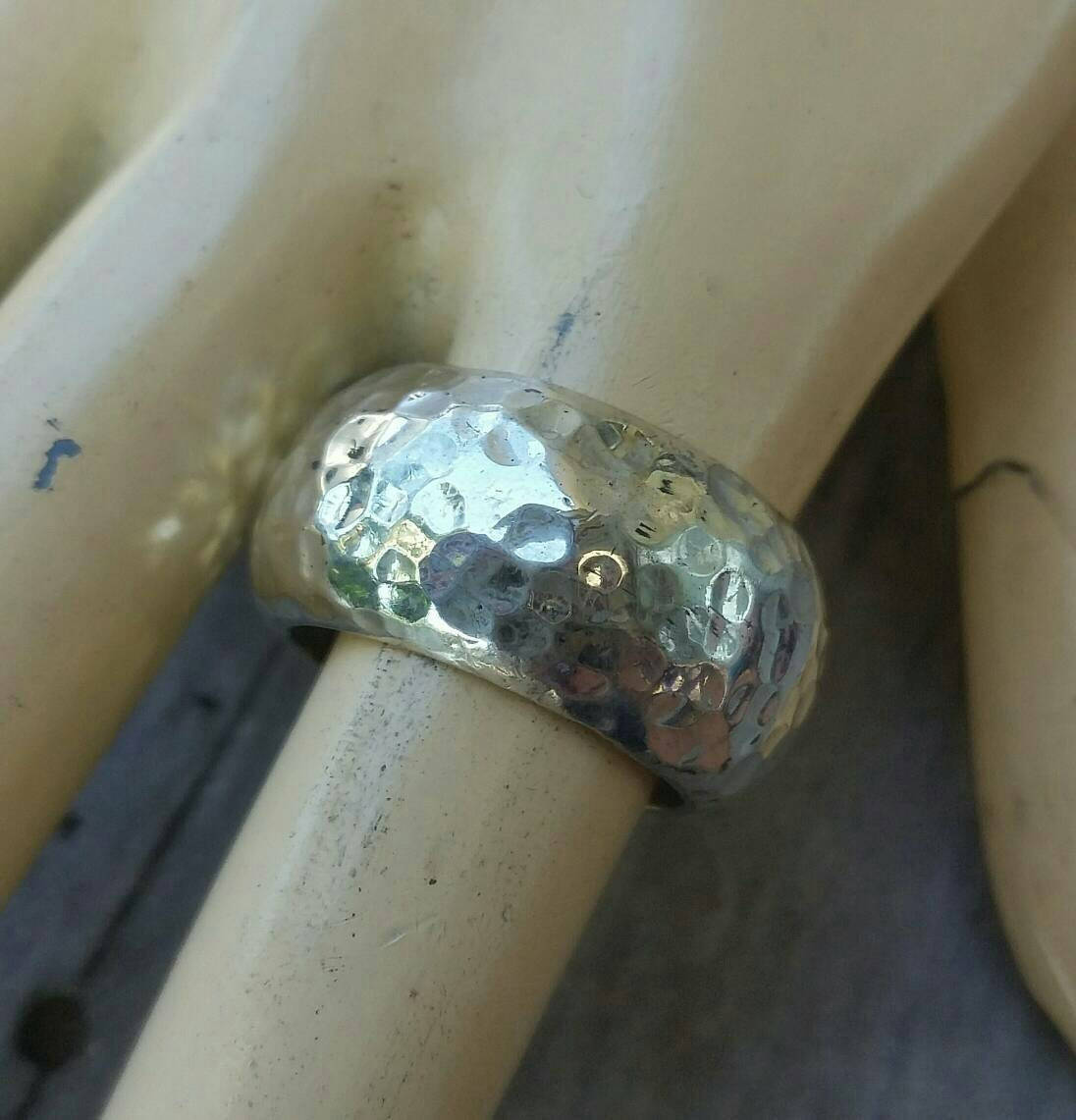 Chunky ring,Wide sterling silver band ,17gms heavy,solid,hammered,handmade,rustic,distressed,industrial,wedding ring,nugget,unisex