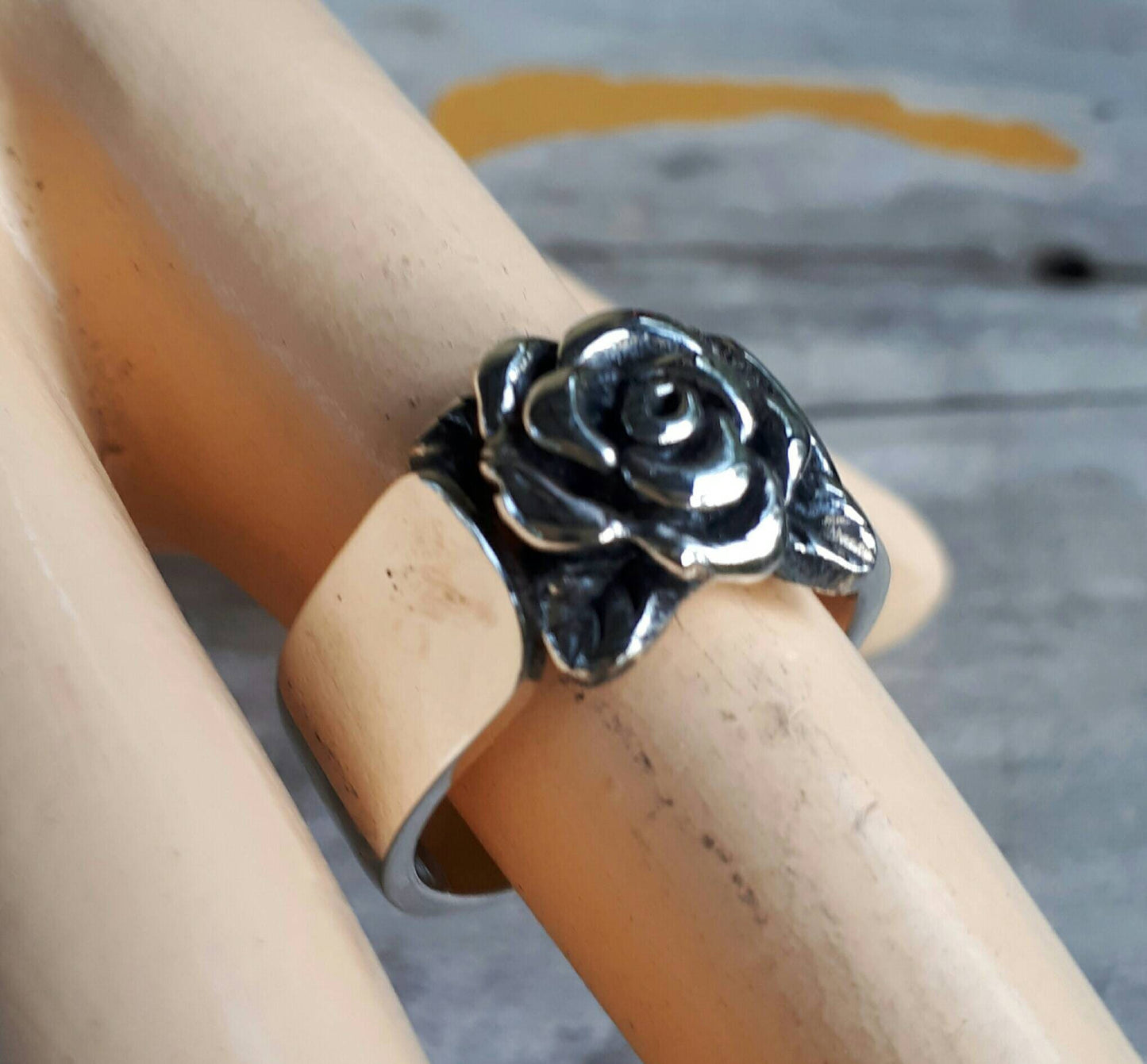 rose ring sterling silver alternative steampunk gothic art nouveau victorian flower rockabilly