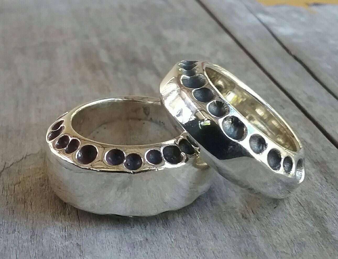 Heavy rustic ring,sterling silver,nugget,industrial, steampunk,chunky,wedding band,handmade,vintage,boho,designer,grunge,boho,retro,hipster