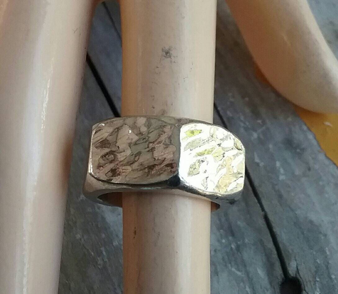 Hexagonal chunky ring,heavy, solid ring,hammered,handmade,unisex ring, sterling silver wedding ring,heavy band,industrial,