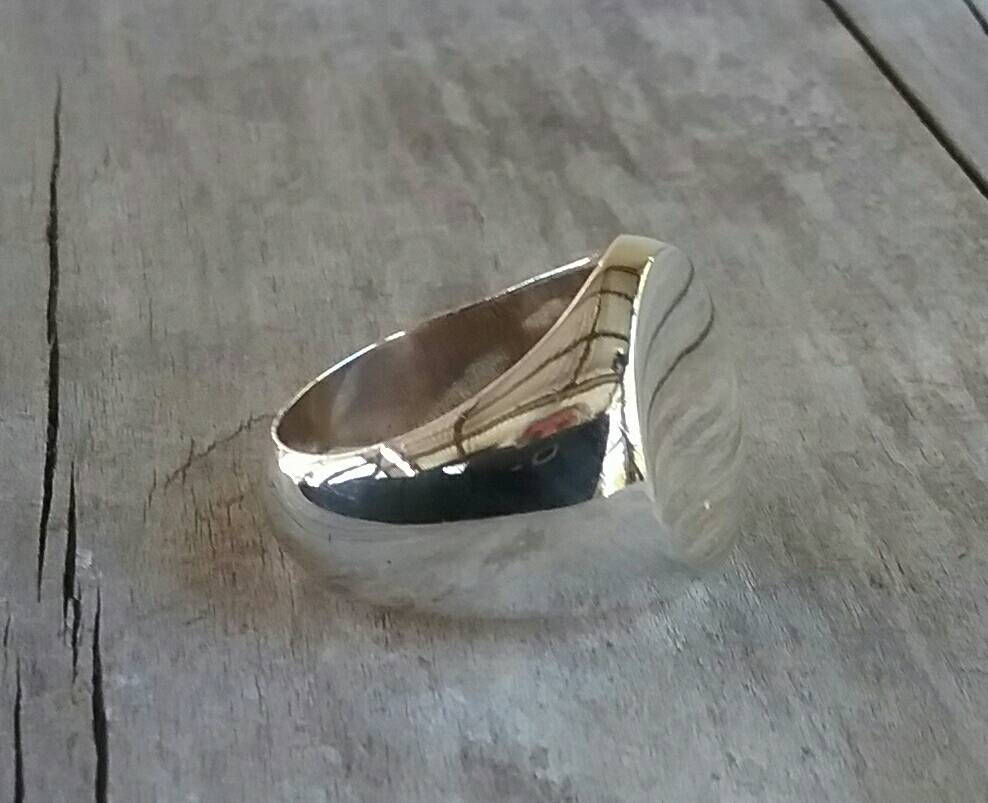 Chunky signet ring,solid sterling silver,round top,large plain signet,chunky mans ring,heavy,wide silver ring
