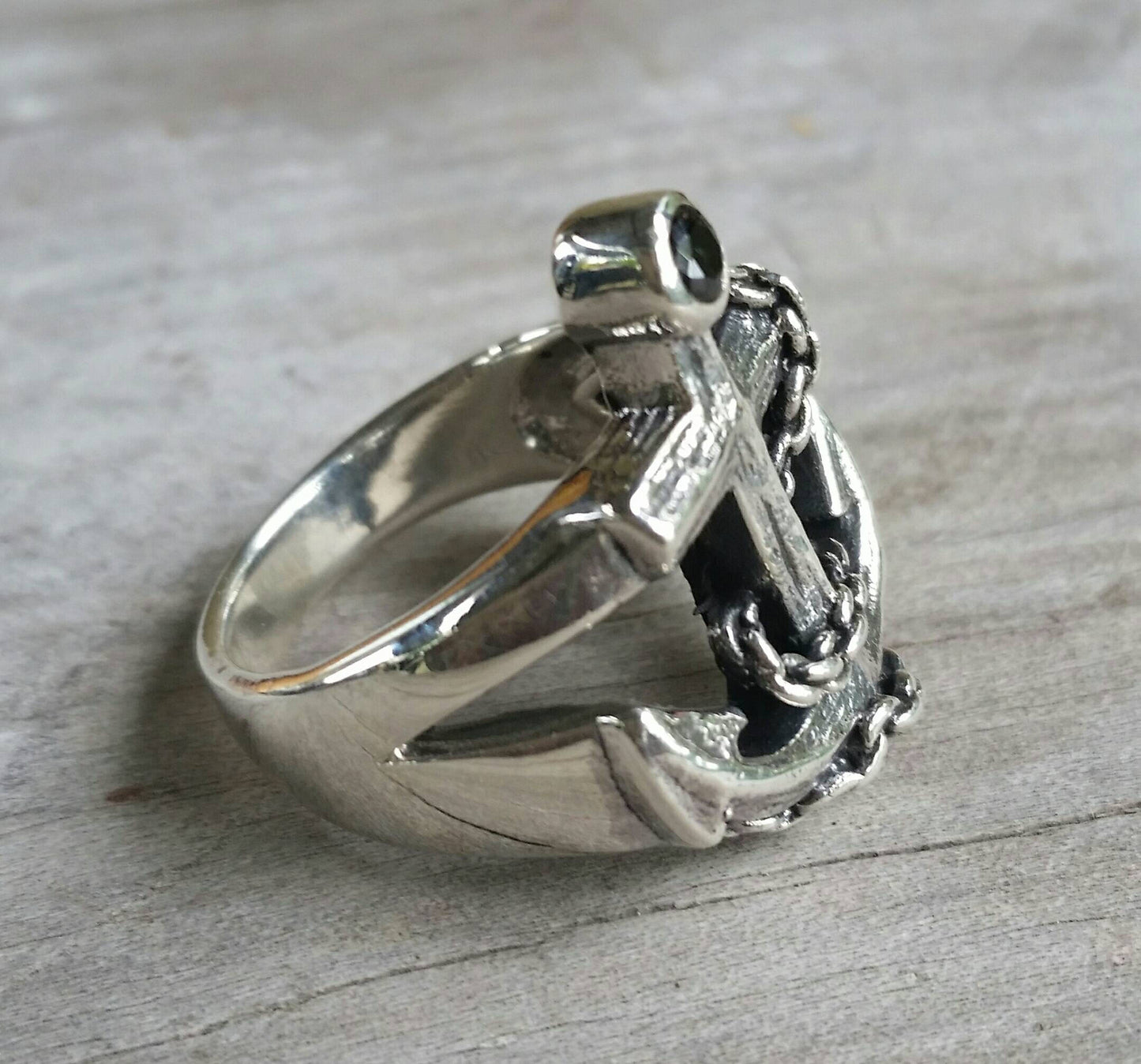 Large anchor ring, sterling silver, nautical,sailor,surf,pirate, rockabilly,nautical wedding,