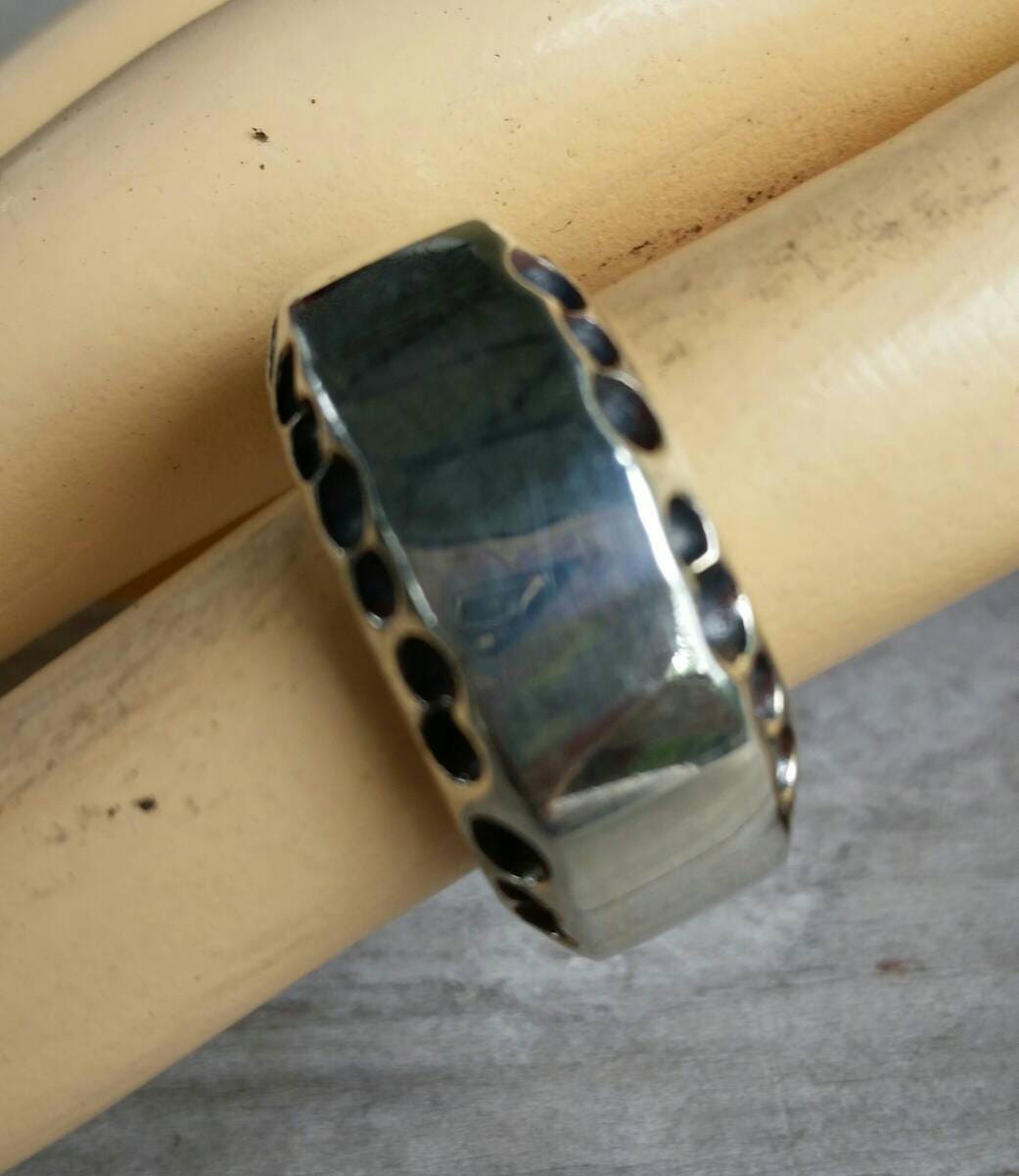 Heavy rustic ring,sterling silver,nugget,industrial, steampunk,chunky,wedding band,handmade,vintage,boho,designer,grunge,boho,retro,hipster