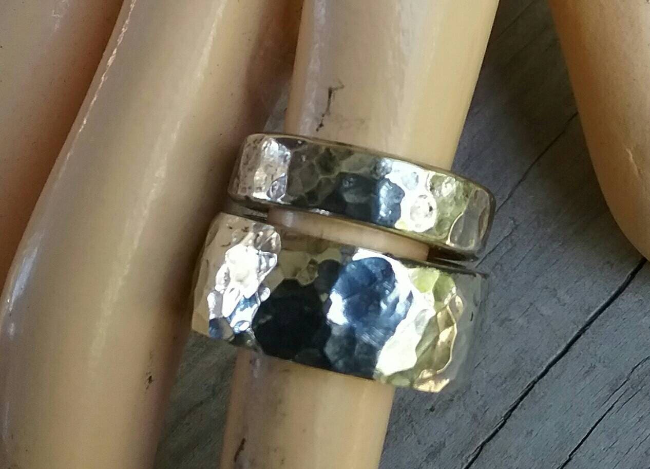 hammered 9mm ring,925 sterling silver,handmade,size 15, nugget,rustic, steampunk,industrial band,wedding, dress ring