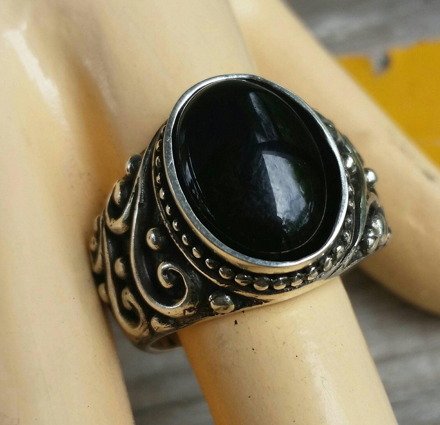 Turquoise ring,large chunky ring,sterling silver,handmade,mans stone ring,wedding,boho, dress ring antique, scroll pattern,mans fashion