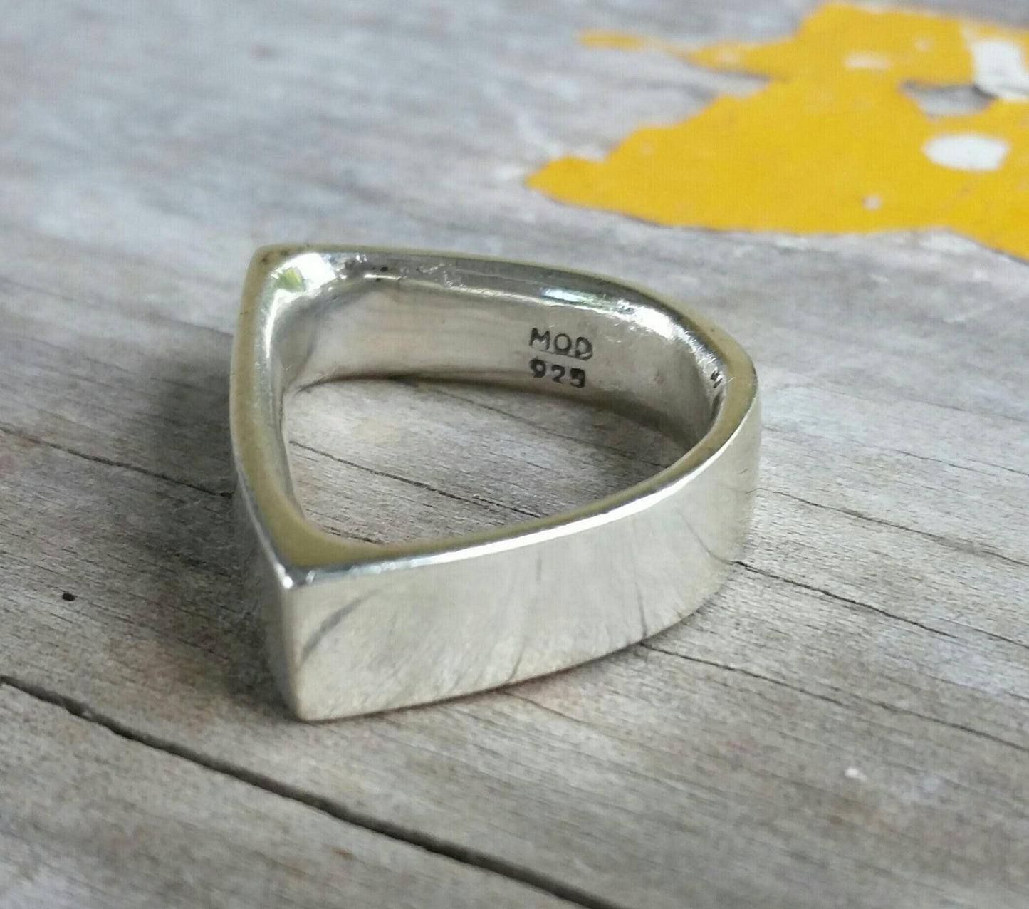 Wide top flat ring,925 Sterling silver,unisex stacker rings